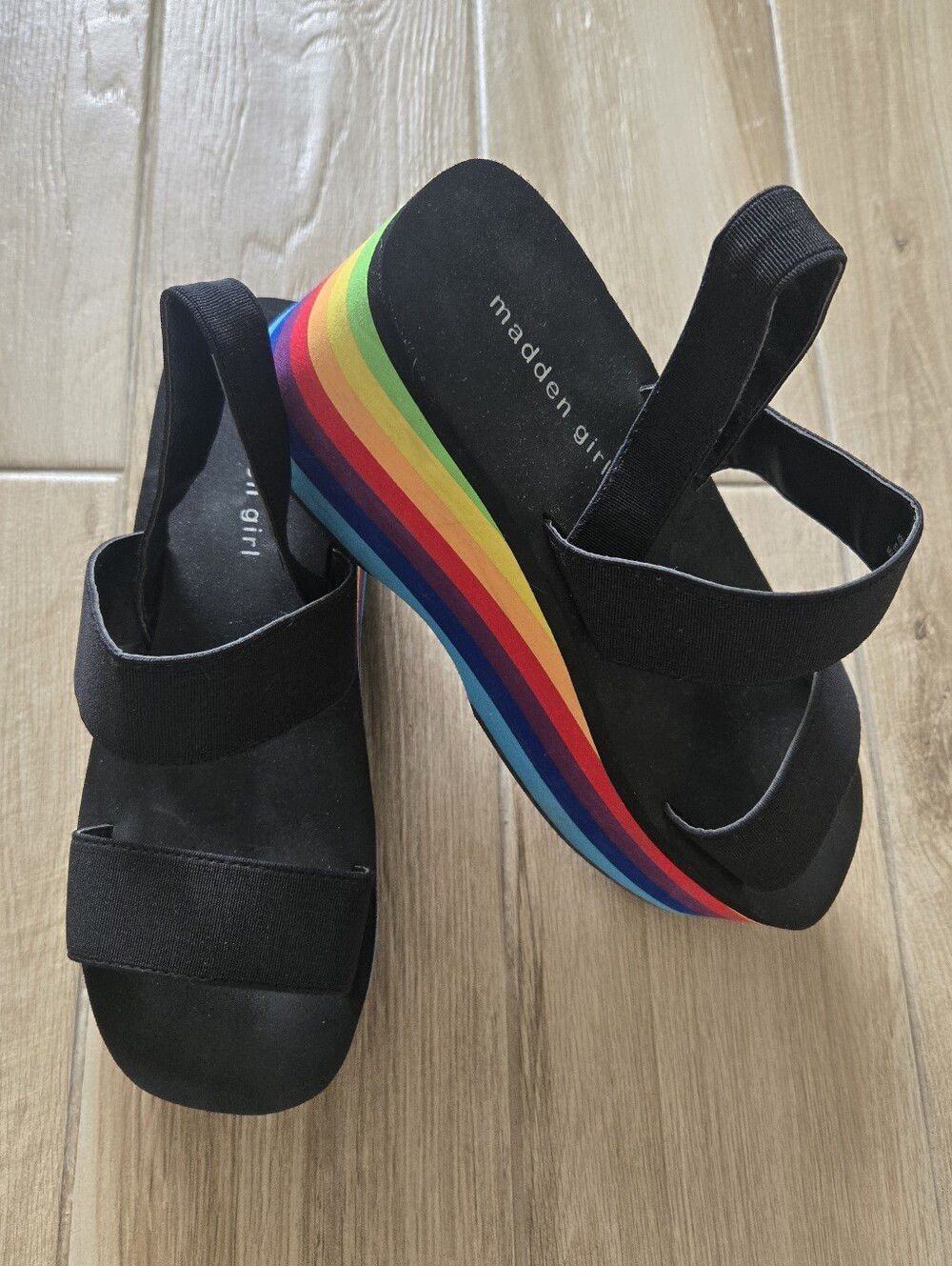Madden Girl "Keeli" Rainbow Wedge Platform Sandals, 8 - Picture 2 of 13